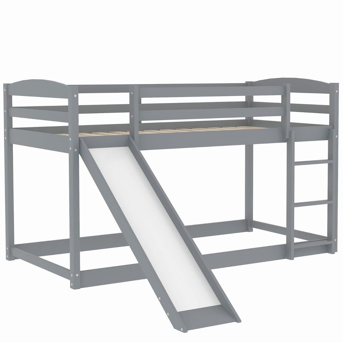 Gray Twin Twin Bunk Bed Convertible Slide Ladder