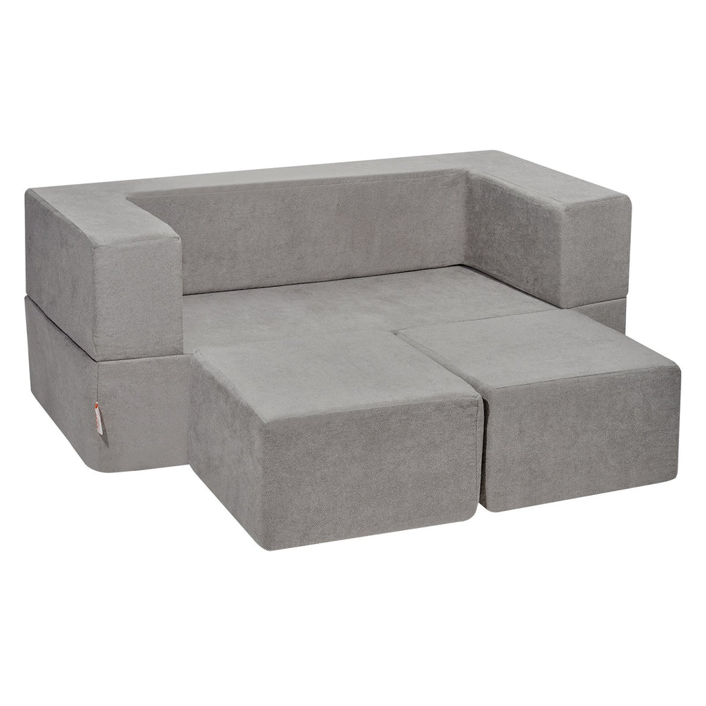 Kids Couch, 4Pcs Modular Kids Play Couch, Toddler Couch Sofa Bed, Kids Chair Seat Playroom Furniture, Child Sectional Sofa With Removable Cover For Kids Girls & Boys, Grey