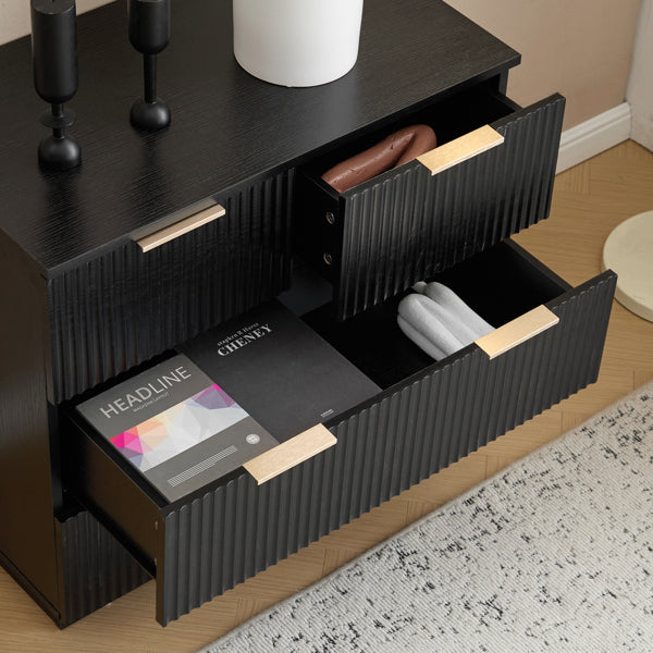 Modern Bedside Cabinet 4 Drawer | Wavy Design Nightstand