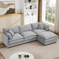 Modular Sectional Sofa, 102 Inch L Shaped Couch Set For Living Room, 3-Seater Comfy Cloud Couches With Movable Ottoman, DIY Combination, Chenille, Grey