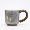 Pure 999 Fine Silver Handcrafted Textured Silver Mug with Engraved Vines and Woven Cord Handle - Handicraft