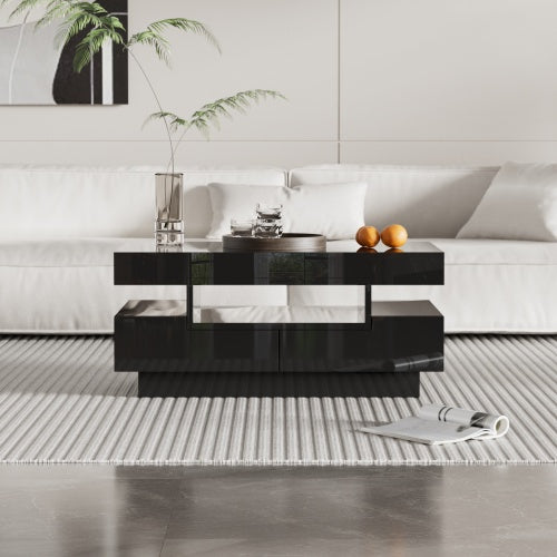 High gloss LED Coffee Table with Four Drawer storage