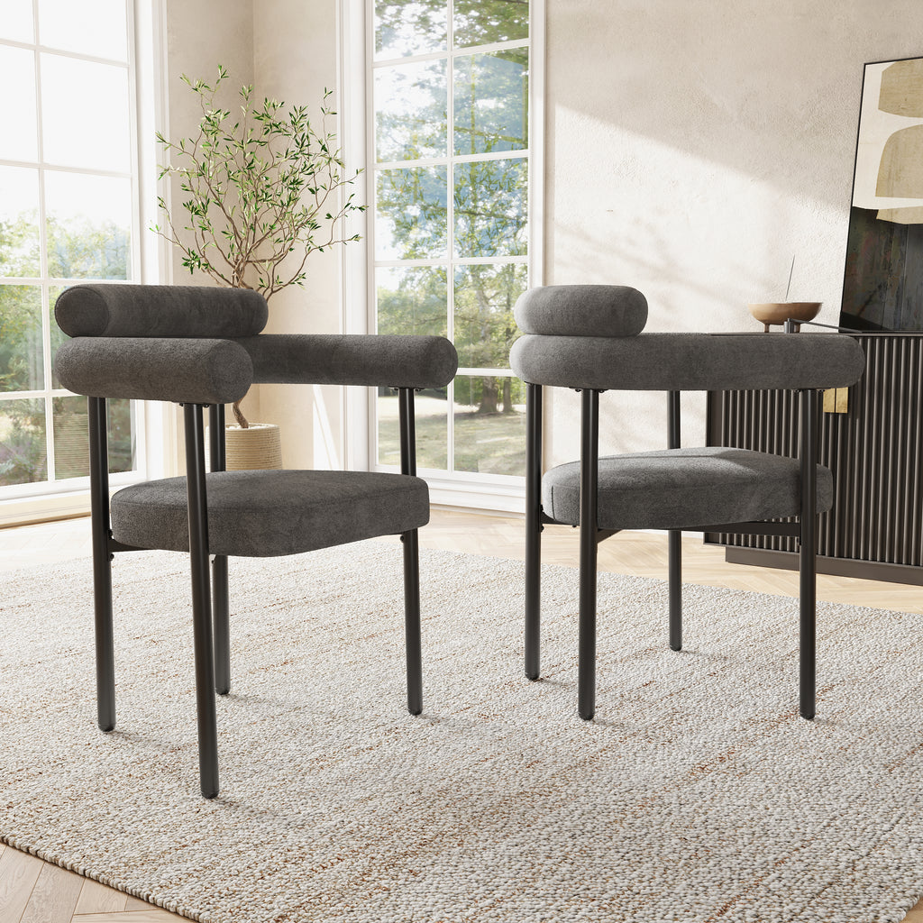 Velvet Dining Chairs Set of 2 | Upholstered Modern Armchairs