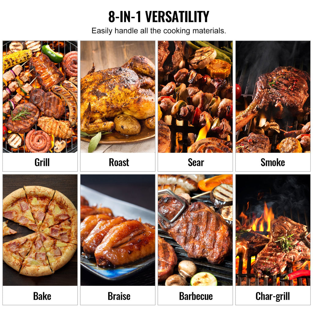 53 Inch Portable Charcoal Grill, Propane Gas Grills With Cover And Cart, Heavy Duty Iron BBQ Grill, Mini Tabletop Smoker For Outdoor Cooking, Barbecue Camping, Picnic, Patio, And Backyard, Black