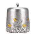 Pure 999 Fine Silver Ornate Silver-Finished Metal Canister with Intricate Floral and Butterfly Reliefs - Handicraft