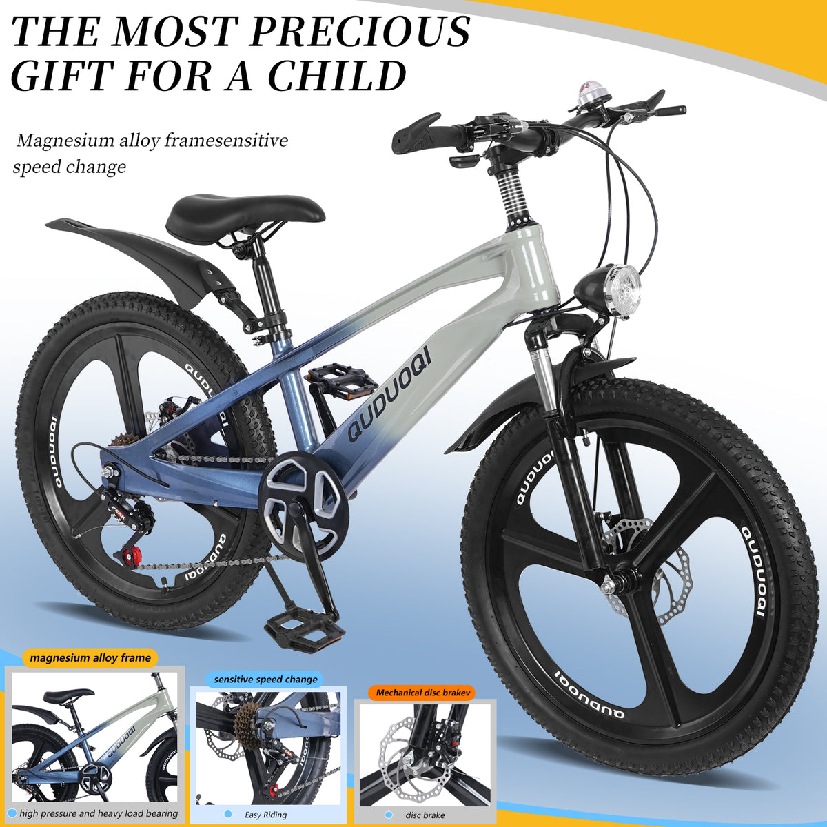 FKZNPJ 20 Inch Kids Mountain Bike, 7-Speed Youth Bicycle With Magnesium Alloy Frame  One-Piece Wheels, Lightweight Kids Bike For Boys And Girls Ages 8  -12